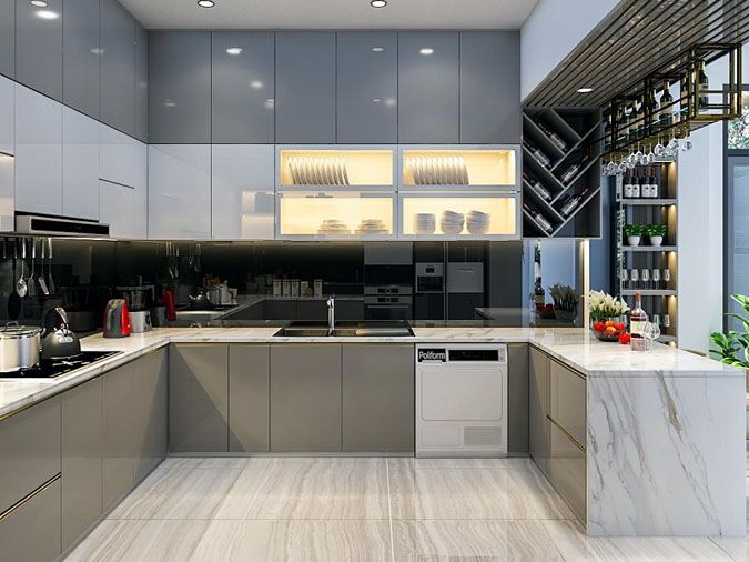 Tủ bếp nhựa hình chữ U